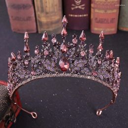 Hair Clips Big Vintage Jewellery Purple Crystal Baroque Bridal Diadem Luxury Rhinestone Women Crown And Tiara For Wedding Party