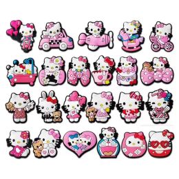 23pcs/set Cartoon Cat series Shoe Charms Croces Charms Duck Straw berry Bear Shoe Decoration PV