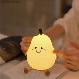 Table Lamps LED Fruit Night Light 7 Colors Dimming Touch USB Cartoon Bedside Lamp Bedroom Decor Cute Kid Gift R231114