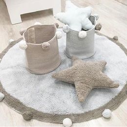 Carpet Round Rug Tapete Infantil Nordic Soft Cotton Fluffy Floor Foot Mat Kilim Baby Kids Bedroom Home Living Room Nursery Warm Decor 230414