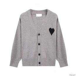 AM I Sweater Cardigan Designer AMIParis Knit Men Women Frence Sweat Hoodie jumper Big Coeur Heart Love Jacquard 2024 Spring Casual Streetwear AMIs JYNL