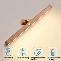 Wall Lamps Mirror Fill Light Bar Magnetic Suction Indoor Led Wooden Night USB Rechargeable Wireless Home Cabinet Lighting