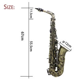 Alto saxophone in E-flat bronze body carved abalone shell key green antique wind saxophone