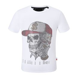 PP Fashion Men's Designer slim fit T-shirt Summer rhinestone Short Sleeve Round Neck shirt tee Skulls Print Tops Streetwear collar Polos M-3XL P2066