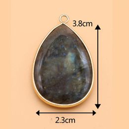 Pendant Necklaces Flash Labradorite Water Drop Shape Natural Stone High Quality Making DIY Necklace Earrings Jewellery Accessories Gift