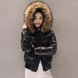 Women's Trench Coats Fashion Bubble Coat Winter Big Fur Parkas 2023 Korea Waterproof Short Jacket Autumn Female Puffer Mujer