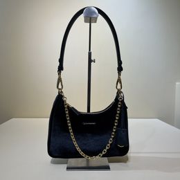 designer bag Velvet mini-bag hobo Women's luxury Triangle logo high quality black Shoulder bag Underarm bag Tote bag Party Stylish and elegant