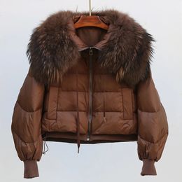 Womens Fur Faux Luxury Outwear Female Jacket Fashion Winter Real Fox Collar Thick Women Warm Coat 90% White Goose Down 231113