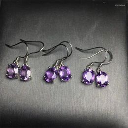 Strand Natural Amethyst Faceted Stone Drop Earrings Energy Gemstone Women Stretch Jewellery Healing Birthday Present