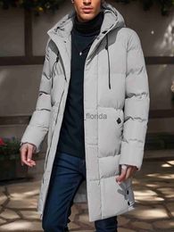 Men's Down Parkas 2023 Warm Hooded Mid-length Jacket Mens Casual Zip Up Cotton Padded Jacket Overcoat Autumn Winter Windbreaker Coats Men Clothing J231111