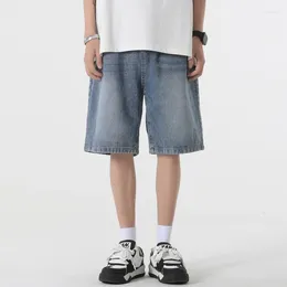 Men's Jeans Summer Denim Shorts Thin Loose Pants Drawstring Elastic Waist Korean Casual Straight Short Plus Size S-3XL