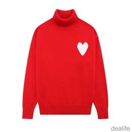 Amis Amiparis Sweater High Collar Am i Paris Jumper Winter Thick Turtleneck Coeur Embroidered A-word Heart Love Knit Sweat Women Men Amisweater Syeu