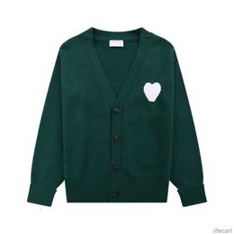 AM I Sweater Cardigan Designer AMIParis Knit Men Women Frence Sweat Hoodie jumper Big Coeur Heart Love Jacquard 2024 Spring Casual Streetwear AMIs ESCP
