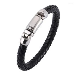 Charm Bracelets 2023 Men's 8mm Braided Leather Bracelet Personality Stainless Steel Spring Clasp Fashion Jewelry Bangles Pulseras Hombre