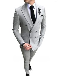 Men's Suits Luxury Suit Striped Wedding Casual Tuxedo 2pcs Quality British Slim Fit Business Social Club Costume Homme