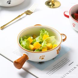 Bowls Ceramic Bowl With Handle Cartoon Salad Soup Noodle Baked Rice Creative Cute Instant Household