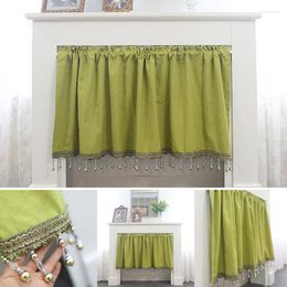 Curtain Half-curtain Blackout Tassel Beaded Short Rod Pocket Small Window For Kitchen Cabinet Cafe Door Drapes Home Decoration