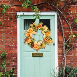 Decorative Flowers Lighted Easter Wreath Backdrop Winter Autumn Hanging Front Door Outdoor 30cm