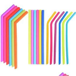 Drinking Straws Sile Sts 24 Styles Food Grade Fold Drinks Recycling Cocktail Candy Colour St Party Supplies Straight Drop Delivery Home Dhnhq