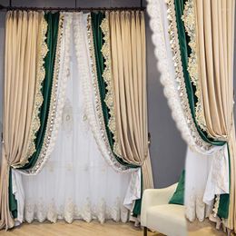Curtain Beige Mosaic Tassel Double Lace High Precision For Bedroom Living Room Luxury French Romantic Blackout Curtains