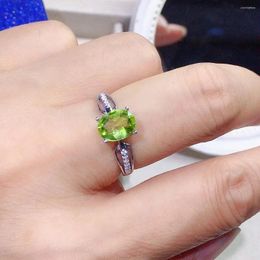 Cluster Rings 1ct Natural Peridot Ring 6mm 8mm VVS Grade 925 Silver For Office Woman 18K Gold Plating Gemstone Jewellery