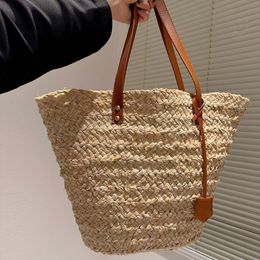 Women Travel Beach Bag Vintage Straw Tote Bags Large Capacity Straw Handbag Luxury Artwork High-Quality Totes 2 Colours Wholesale