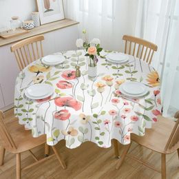 Table Cloth Watercolour Floral Rustic Vintage Round Tablecloth Waterproof Cover For Wedding Party Decoration Dining