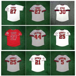 SL Cooperstown California Mike Trout Baseball Jersey Angel W/ 50th Reggie Jackson Vladimir Guerrero Nolan Ryan 1989 All Star Jim Abbott Wally