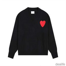 Amis Amiparis Sweater Am i Paris Kint Jumper v Neck Trendy Designer Pullover Women Sweat Coeur Heart Love Jacquard Amisweater Hoodie Pull Ty60