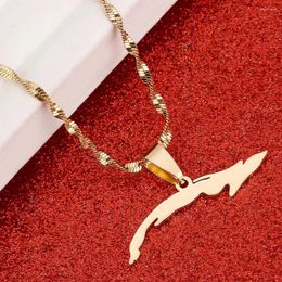 Pendant Necklaces Gold Colour Small Size Cuba Map For Women Of Charm Cuban Jewellery