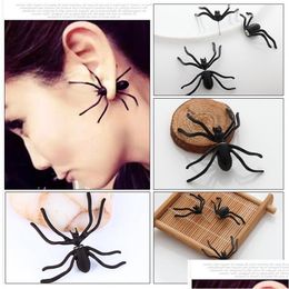 Stud New Arrival Punk Style Exaggeration Halloween Black Spider Charm Ear Earrings For Women Statement Jewelry Drop Delivery Dhgarden Dhgca