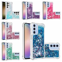 Liquid Shockproof Cases For Google Pixel 8 Pro 8A 7A Huawei Honor 90 Lite Xiaomi 13T 13 POCO F5 Heart Love Airbag Clear Quicksand Bling Glitter Soft TPU Four Corner Cover