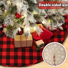 Christmas Decorations OurWarm 48in Christmas Tree Skirt Red and Black Buffalo Plaid Christmas Tree Skirt Double Sided Burlap Tree Skirt for Xmas Decor 231113