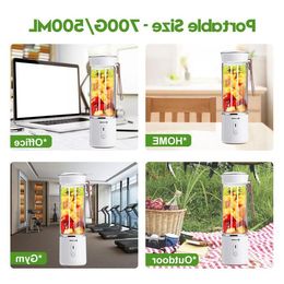 Freeshipping 500ml Electric Fruit Juicer Glass Mini Portable Handheld Smoothie Maker Blenders Mixer USB Rechargeable for Home Travel Deefq
