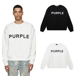 Men's Hoodies Purple Brand Mens Crewneck Sweatshirts Women Men Black White Letter Print Hoodie High Street Streetwear