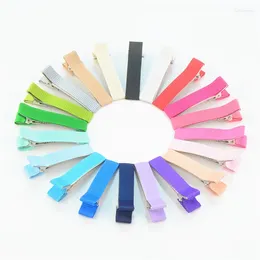 Hair Accessories 80pcs/lot 50mm Grosgrain Ribbon Lined Alligator Clips Double Prong Hairpins For Princess Girls Flower