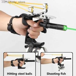 Hunting Slingshots Metal Shooting Fishing Dual Purpose Slingsshot Outdoor Hunting Shooting Strong Slingshot Fishing Rubber Band Roll Package Q231114