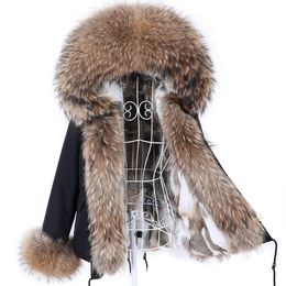 Womens Fur Faux Maomaokong Women Winter Coat Rabbit Lining Jacket Natural Real Raccoon Collar Parka Fox Short Female Clothing 231113