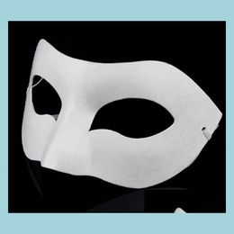 Party Masks White Half Face Mask Halloween Blank Paper Zorro Diy Hiphop Handpainted Street Dancing 20Pcs/Lot Drop Delivery Home Gard Dhdip