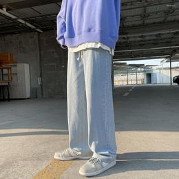 Men's Jeans 2023 Fashion Men's Baggy Classic Solid Colour Straight-leg Denim Wide-leg Pants Streetwear Hip Hop Male Light Blue Black