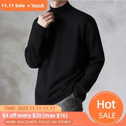 Men's Sweaters Yasuk Spring Autumn Winter Solid Casual Plush Turtleneck Men's Loose Bottom Double Faced Velvet Sweater Simple Warm BigSize 231114