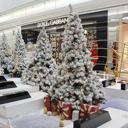 Christmas Decorations Christmas 2.1m White Simulation Artificial Flocking Snow Christmas Tree Adornment for home party el shopping mall 231113