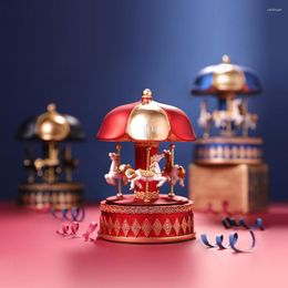 Decorative Figurines Carousel Music Box Exquisite With Horses Adornment Desktop Ornament For Birthday Gift SB-142