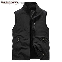 Jackets Men's Vests Dress Vest Overalls Summer Cardigan Male Working Coat Motorcycle Gilets Clothes Man Hunting Waistcoat Sleeveless Zip