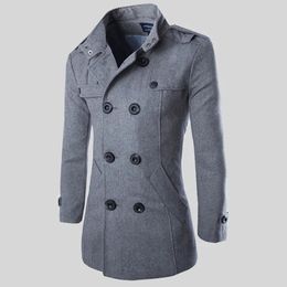 Men's Jackets 2023 Autumn Men Boutique Black Grey Classic Solid Colour Thick Warm Coats Long Trench Coat Male Jacket 231113