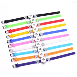 Bangle 15PCS Snap Jewelry Candy Colors Silicone Bracelet For Women Star Charm 18mm Leather Bracelets