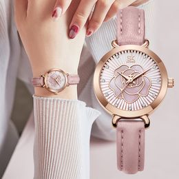 Womens watch watches high quality luxury Three-dimensional rose beltwaterproof quartz-battery watch