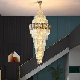 Chandeliers 2023 El Lobby Crystal Chandelier Staircase Modern Decor Lamp Luxury Cristal Indoor Lighting Large For High Ceilings