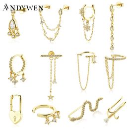 Dangle Chandelier ANDYWEN 925 Sterling Silver Gold Flirt Drop Earring Teadrops Pendietes Fantasy Pavee Cuff Moonlight Petite Clips Piercing Jewelr 230414