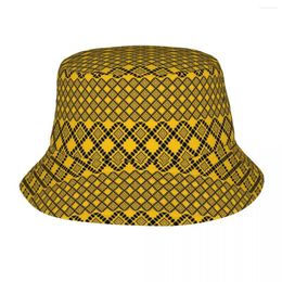 Berets Sun Panama Cap Gold & Black Ethiopian Cross For Men Women Fisherman Beach Cotton Bucket Hat Outdoor Fishing Hats